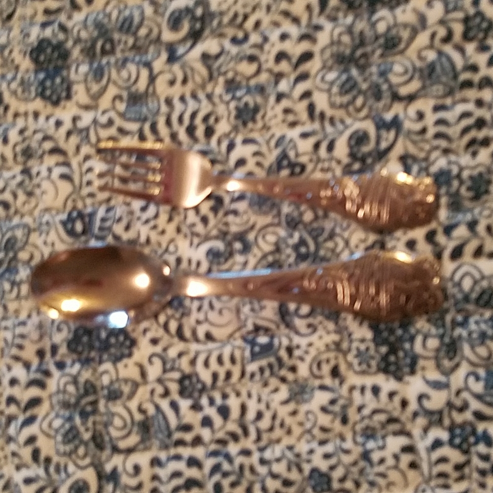 Oneida COMMUNITY stainless children's spoon and fork, Noah's Ark